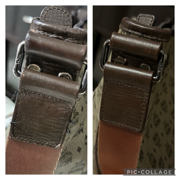 Gorgeous EUC- MCM Marble Visetos Crossbody-Tan/Brown Coated Canvas-Leather Trim - Picture 10 of 17